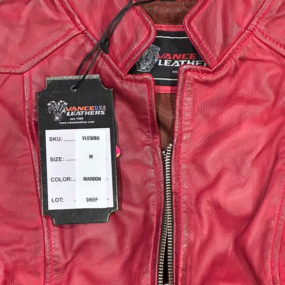 Vance Leathers VL650BU 'Maya' Ladies Premium Soft Lightweight Burgundy Fitted - Picture 2 of 10